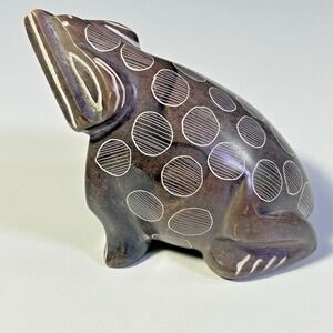 Mid Century Modern Hand Carved Boma  Soapstone Frog Sculpture Figurine